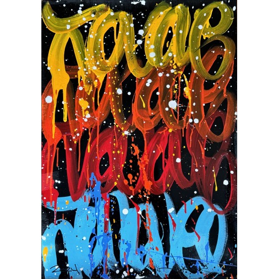 JonOne - Pintura acrílica original "Composición 2" 75x53cm