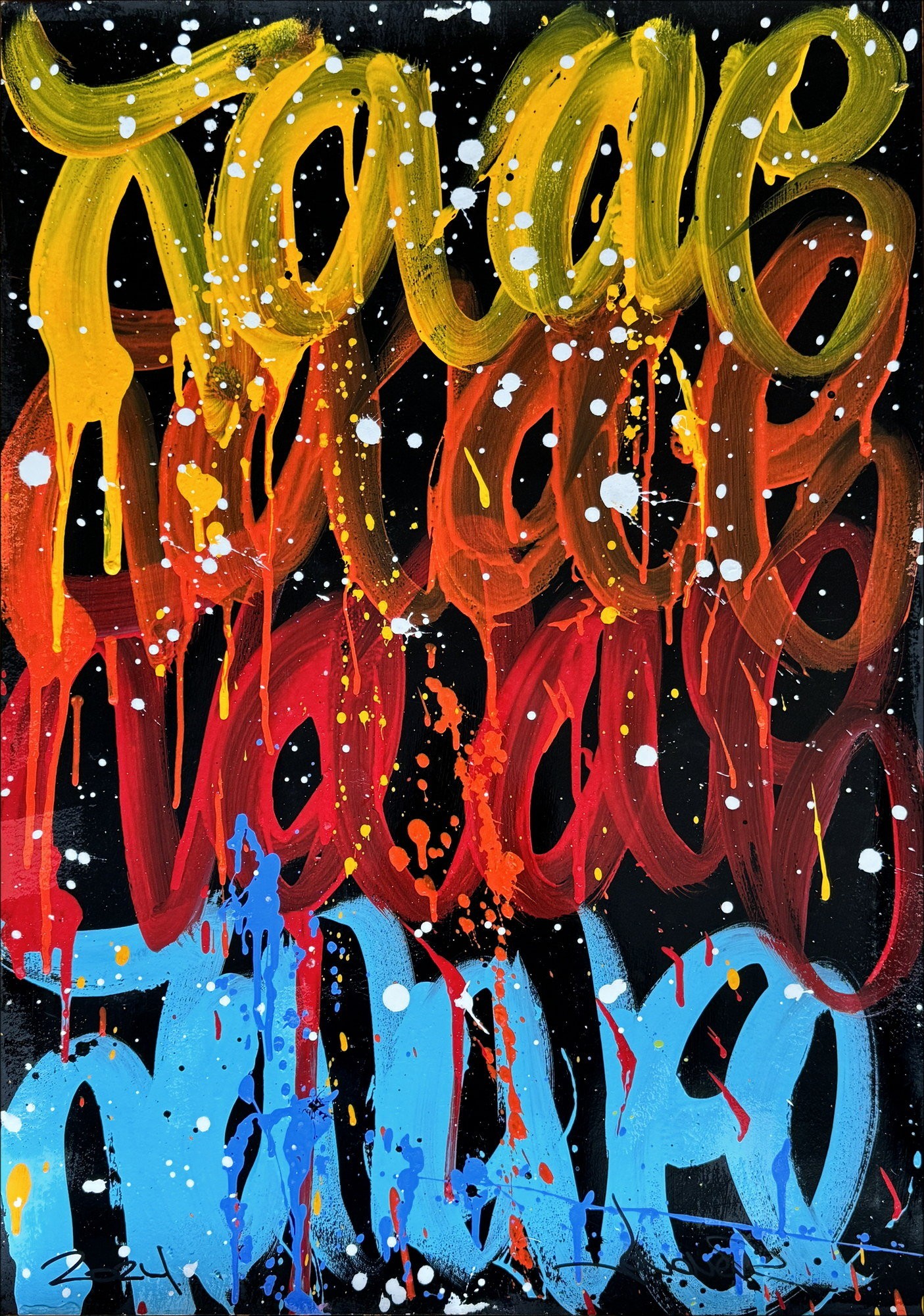 Jonone - Originele acrylverf "SAMENSTELLING 2" 75X53CM