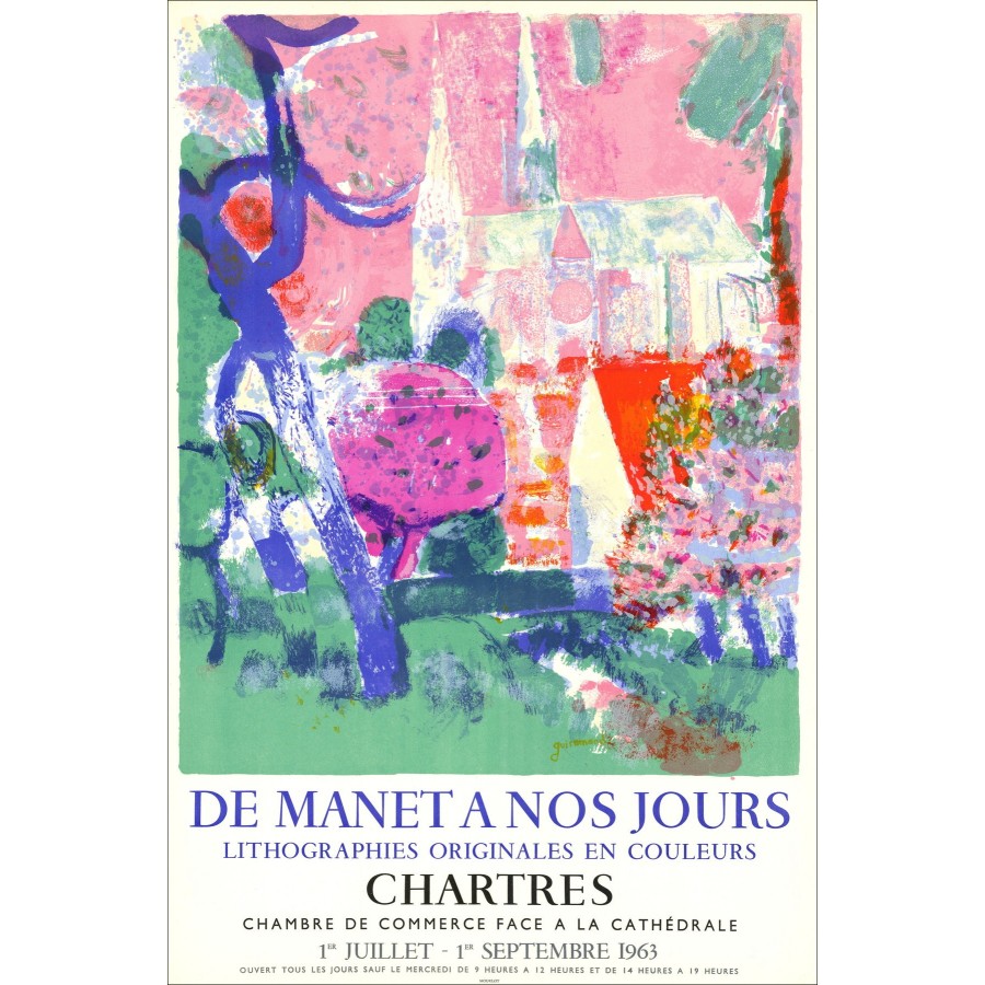 GUIRAMAND Paul - Litografia "Camera di commercio di commercio, Chartres" 78x52cm - 1963