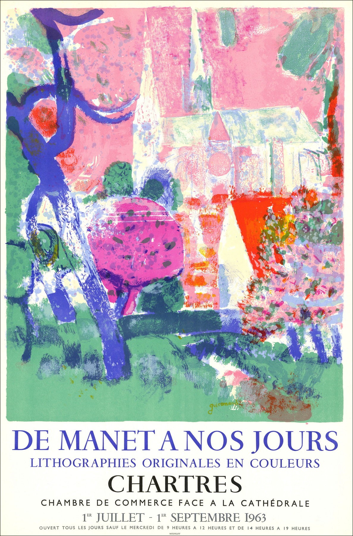 GUIRAMAND Paul - Litografia "Camera di commercio di commercio, Chartres" 78x52cm - 1963