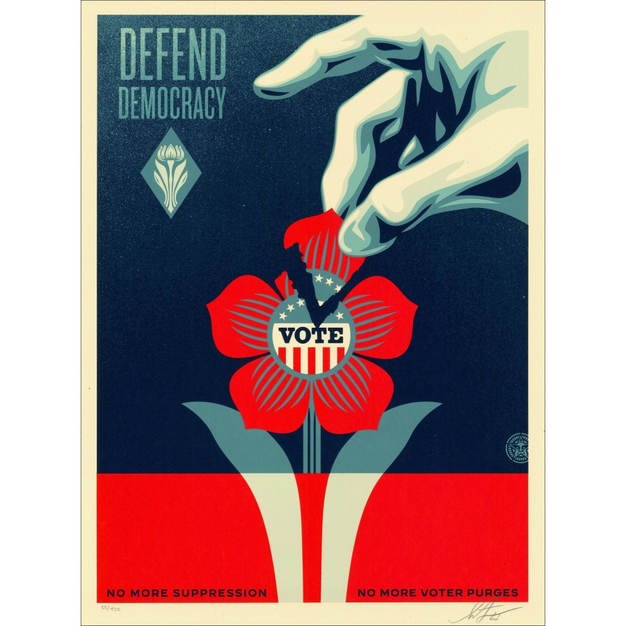Shepard Fairey - Difendi la democrazia 2023 | Galleria 125