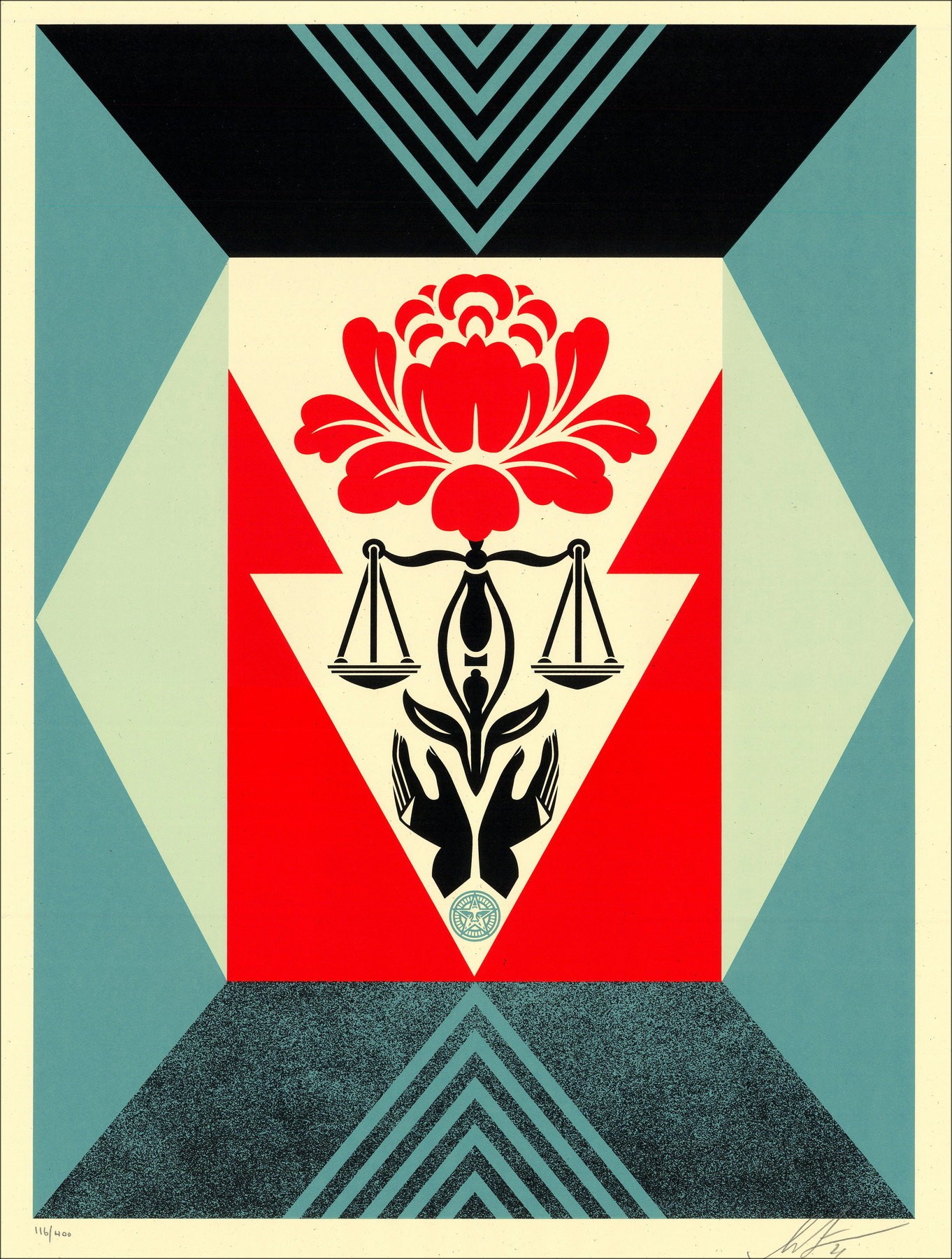 Shepard Fairey (OBEY) - Cultivate Justice (Red) : screen print 2021