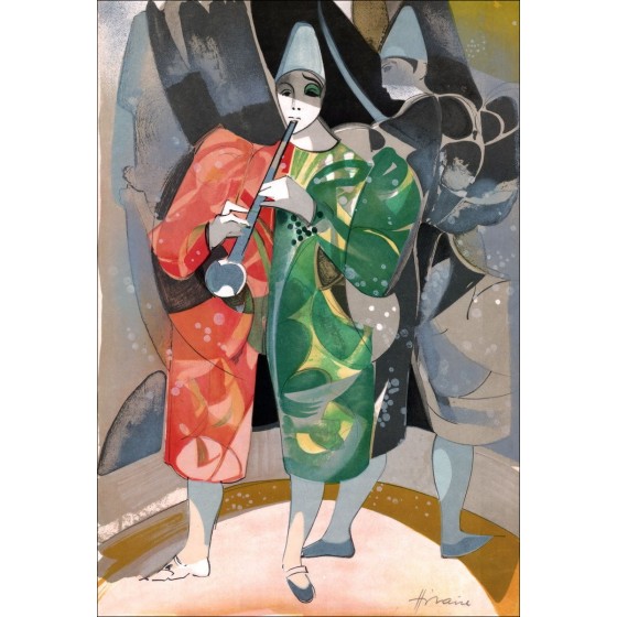 Camille Hilaire: Der Zirkus, der Musikerclown - Original-Lithographie unterzeichnet, 1974