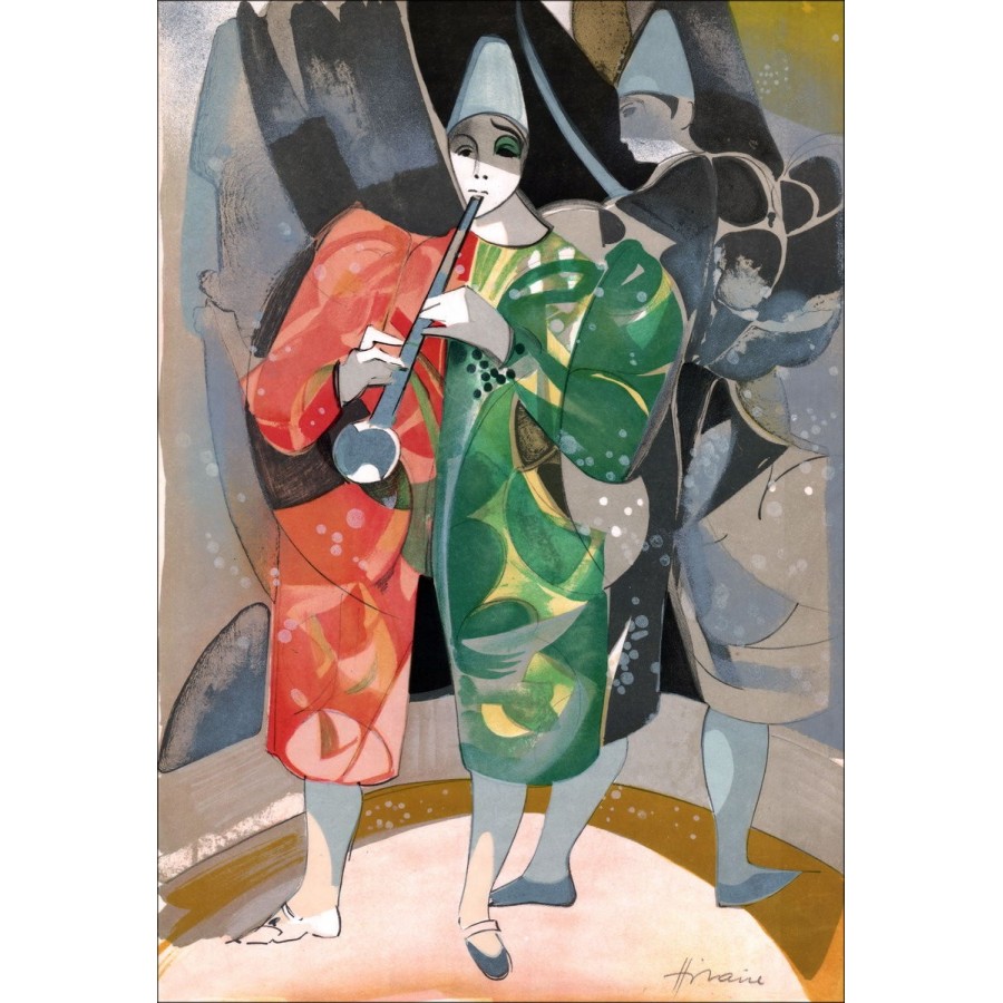 Camille HILAIRE: Il Circo, Il clown musicista - Litografia originale firmata, 1974