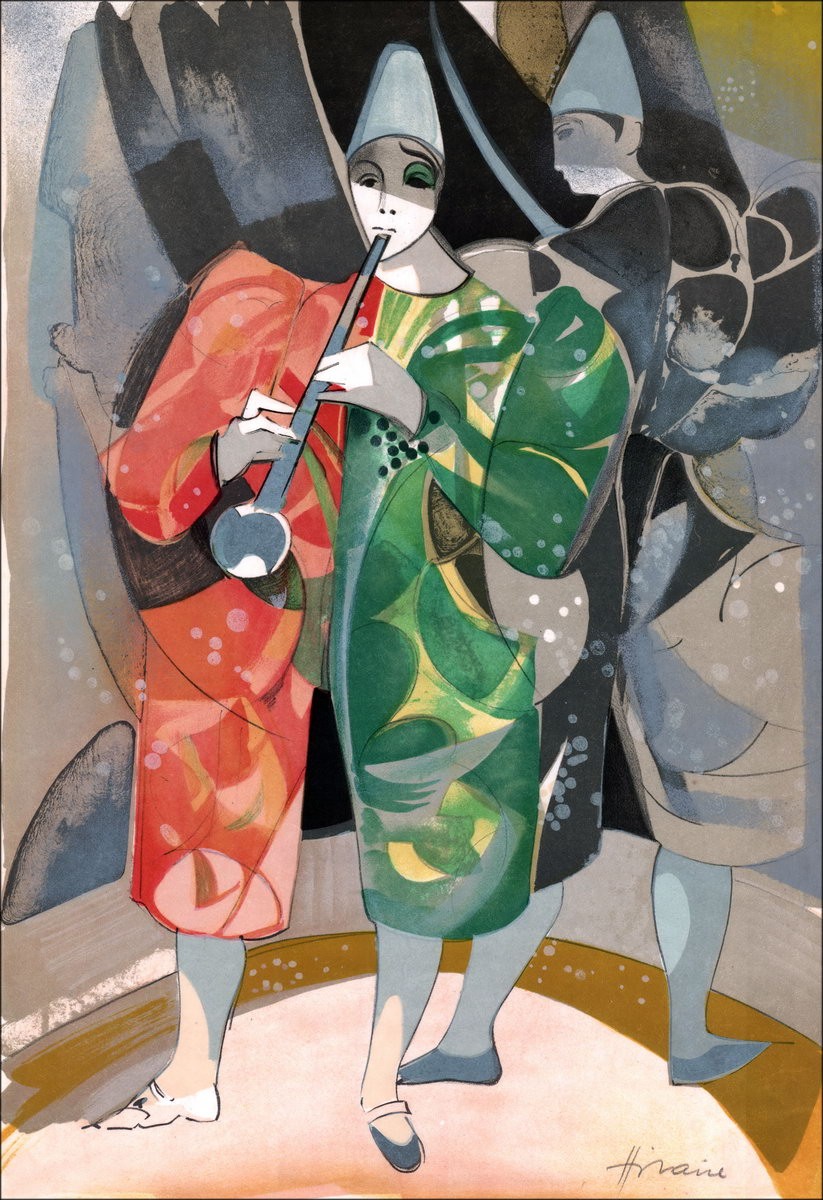 Camille Hilaire: The Circus, The Musician Clown - Original signed lithograph, 1974
