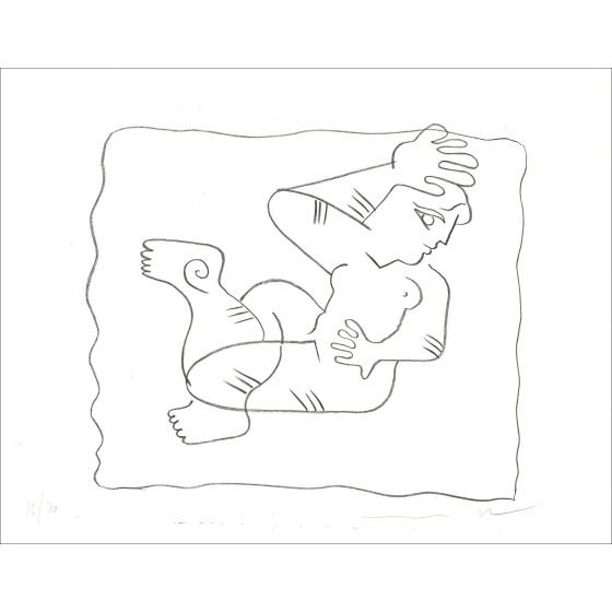 Marco del Re - Originele Litho "lengte naakte vrouw" 38x49cm