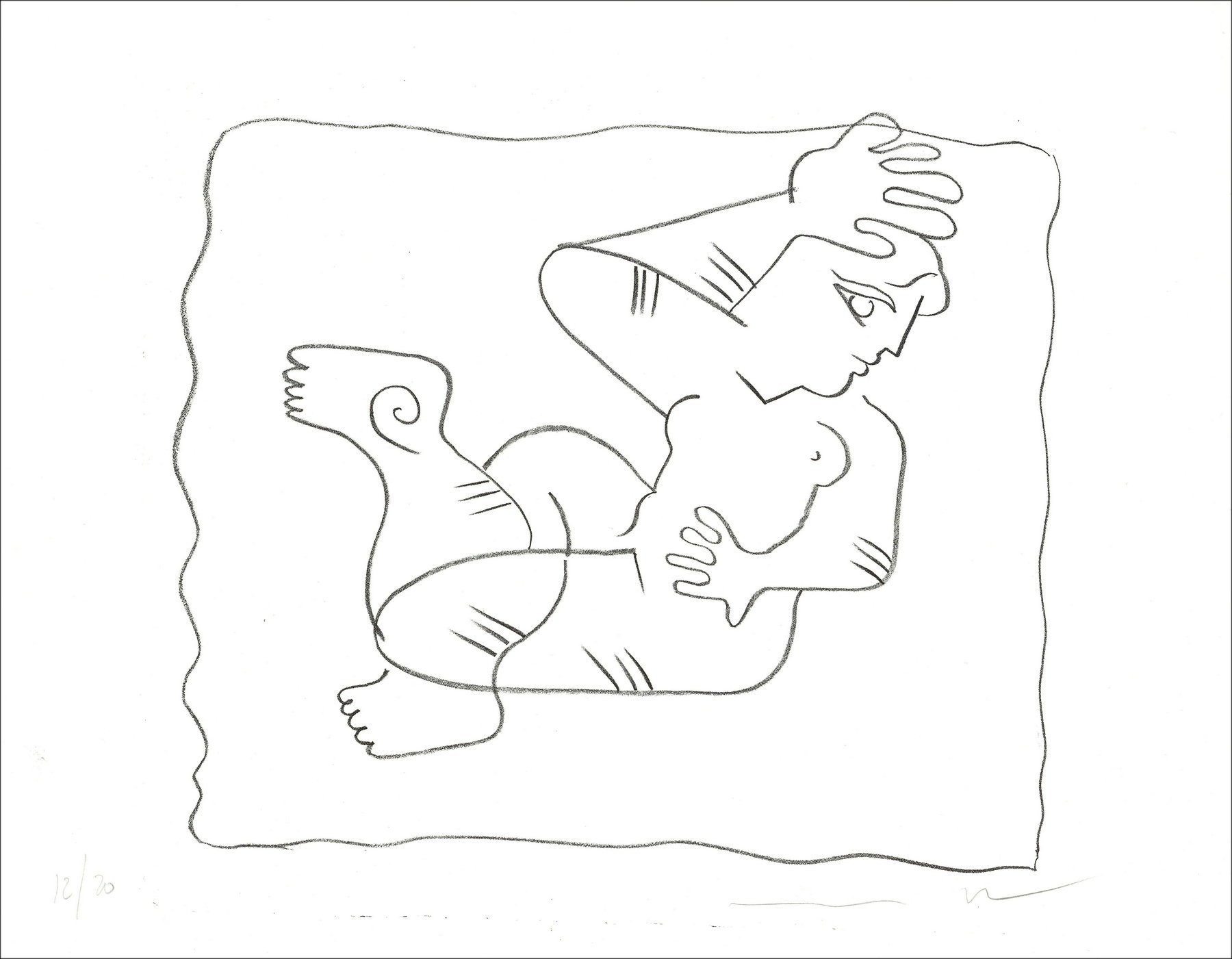 Marco del re - Litografia originale "Lunghezza donna nuda" 38x49cm