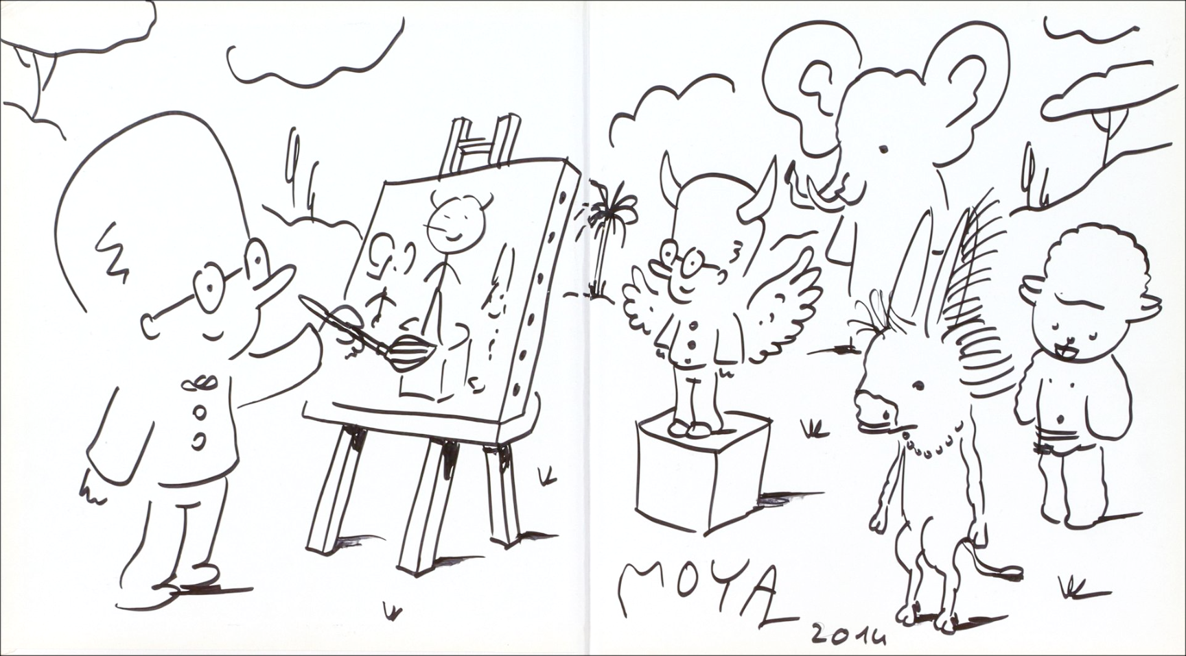 Patrick Moya - Catalogo motivato (2 volumi) + Disegno originale nell'inchiostro