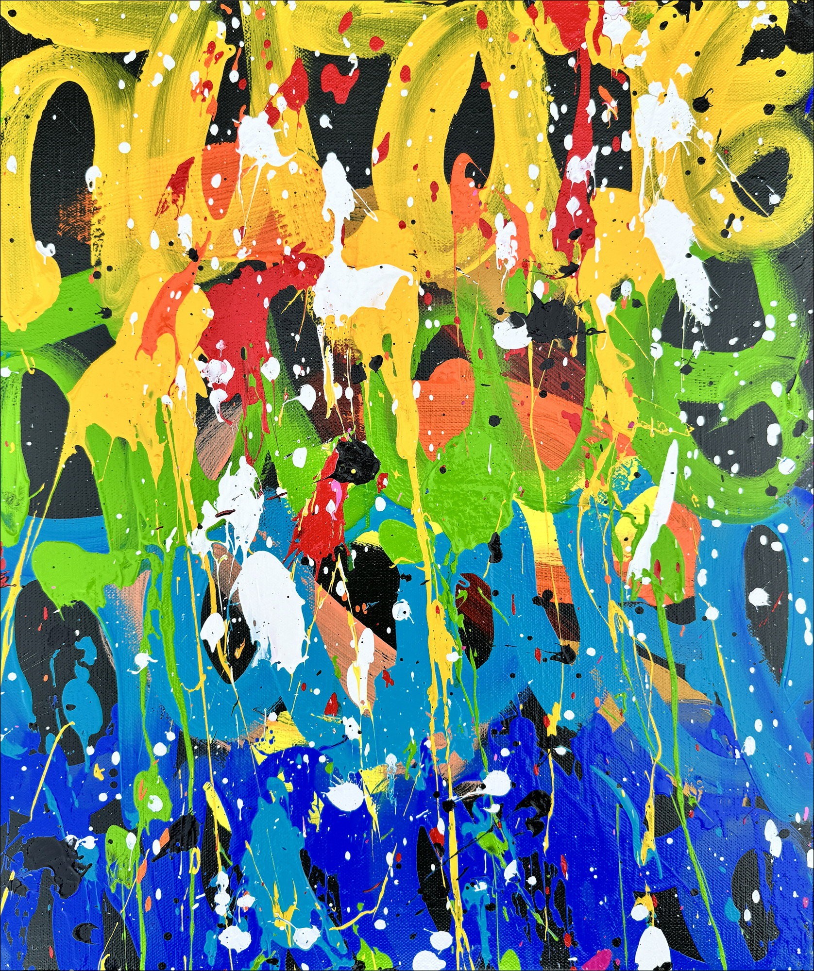 JonOne : Untitled 03, 2024 - Peinture acrylique sur toile (46x38 cm)