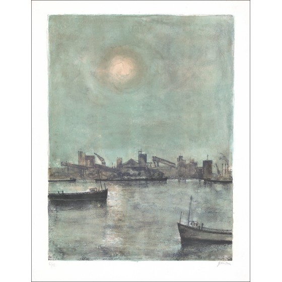 Kaufen Sie Bernard Gantner Original Lithographic The Port in der Abenddämmerung