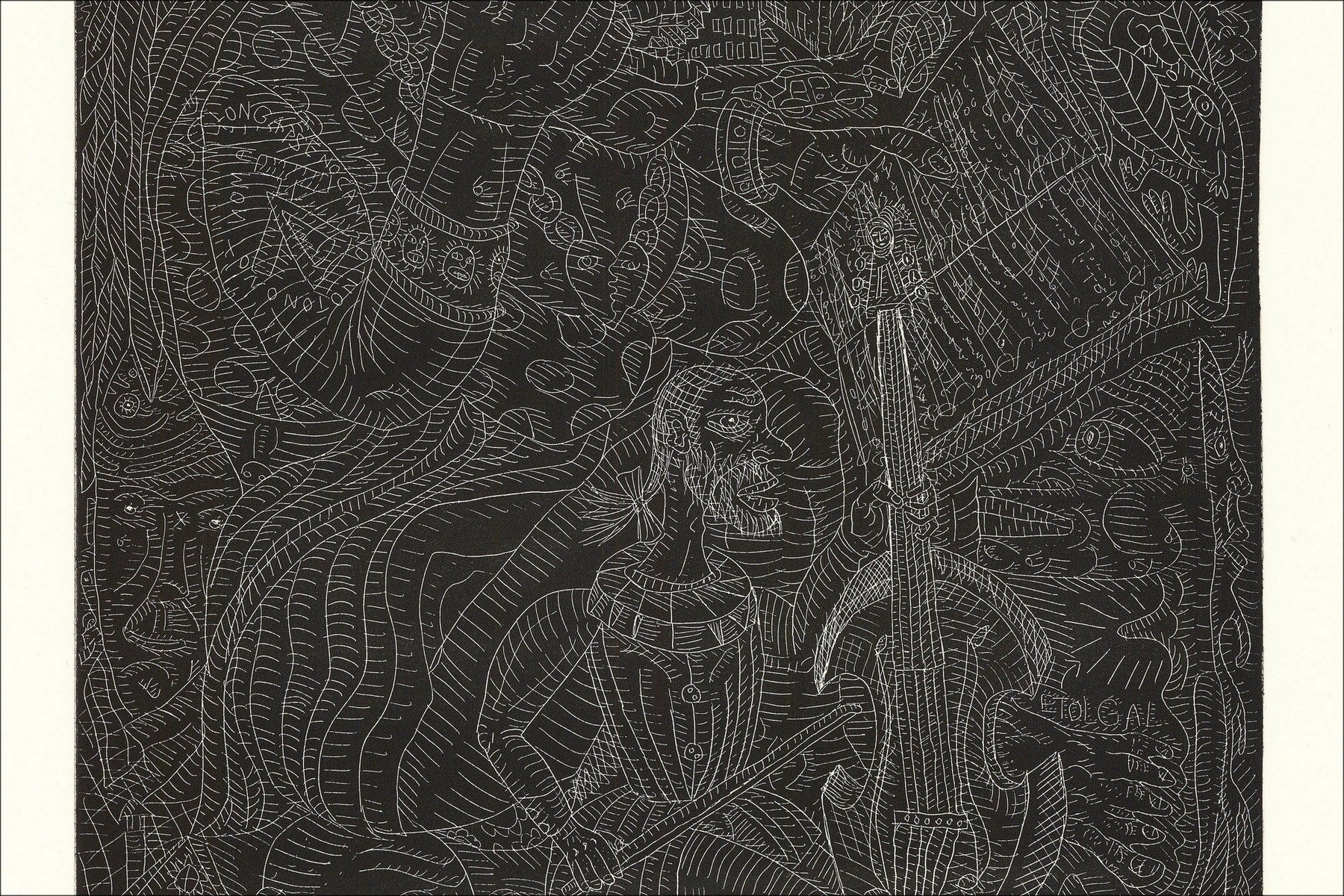 Robert Combas - Le Type au Cello (1992) - Incisione originale