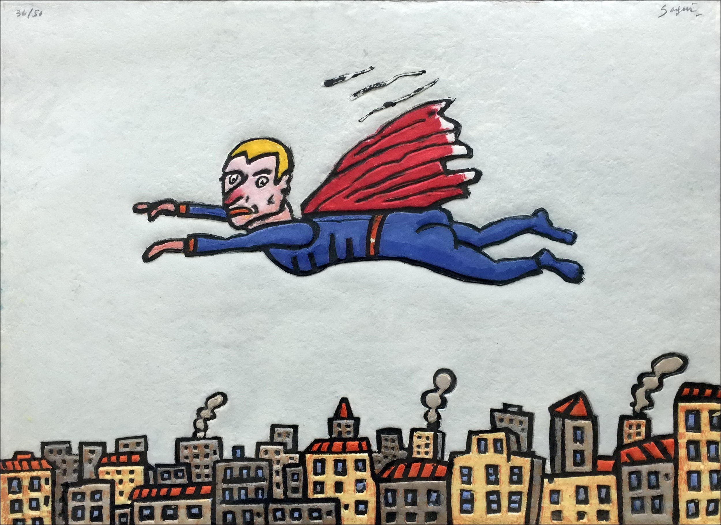 Antonio Segui - AquaGravure original "Super Hero" 2013 firmado y numerado, litografía original
