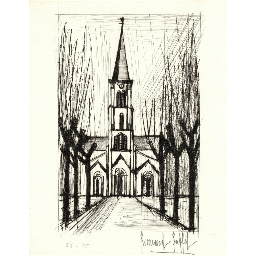 Comprar Grabado original La Iglesia Buffet Bernard 1961
