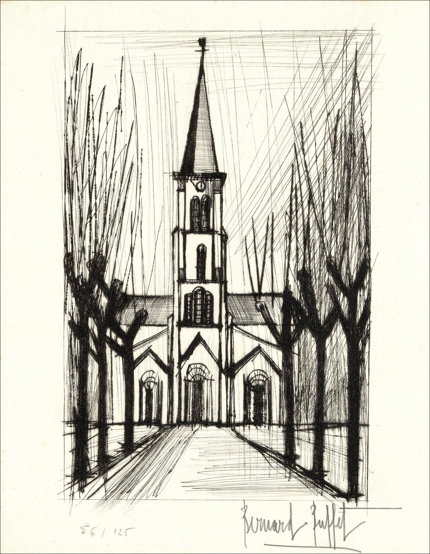 Achat Gravure originale L'église Bernard BUFFET 1961