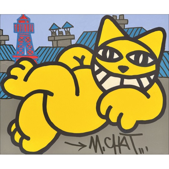 "Paris Cat, Siesta" di M.Chat 2024 - Pittura acrilica
