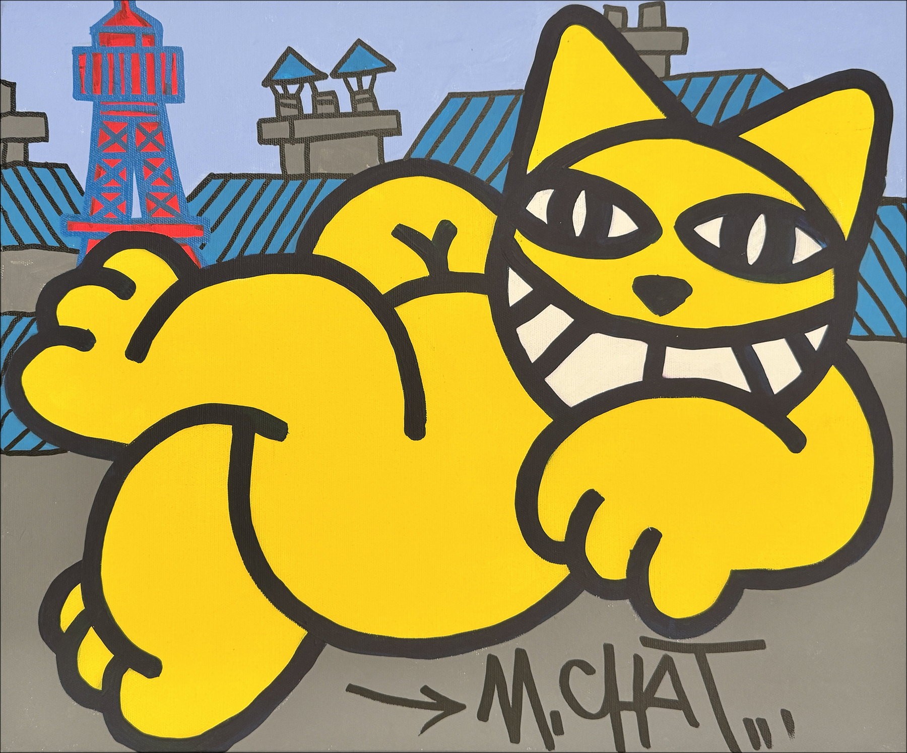 "Paris Cat, Siesta" di M.Chat 2024 - Pittura acrilica
