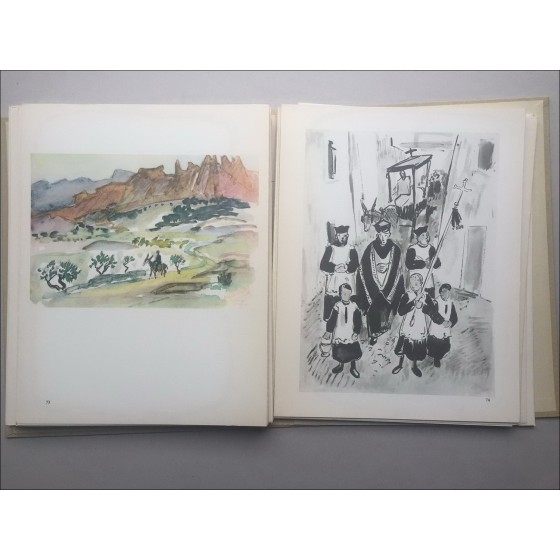 Yves Brayer - libro ilustrado "Yves Brayer y España" + Dibujo de tinta original