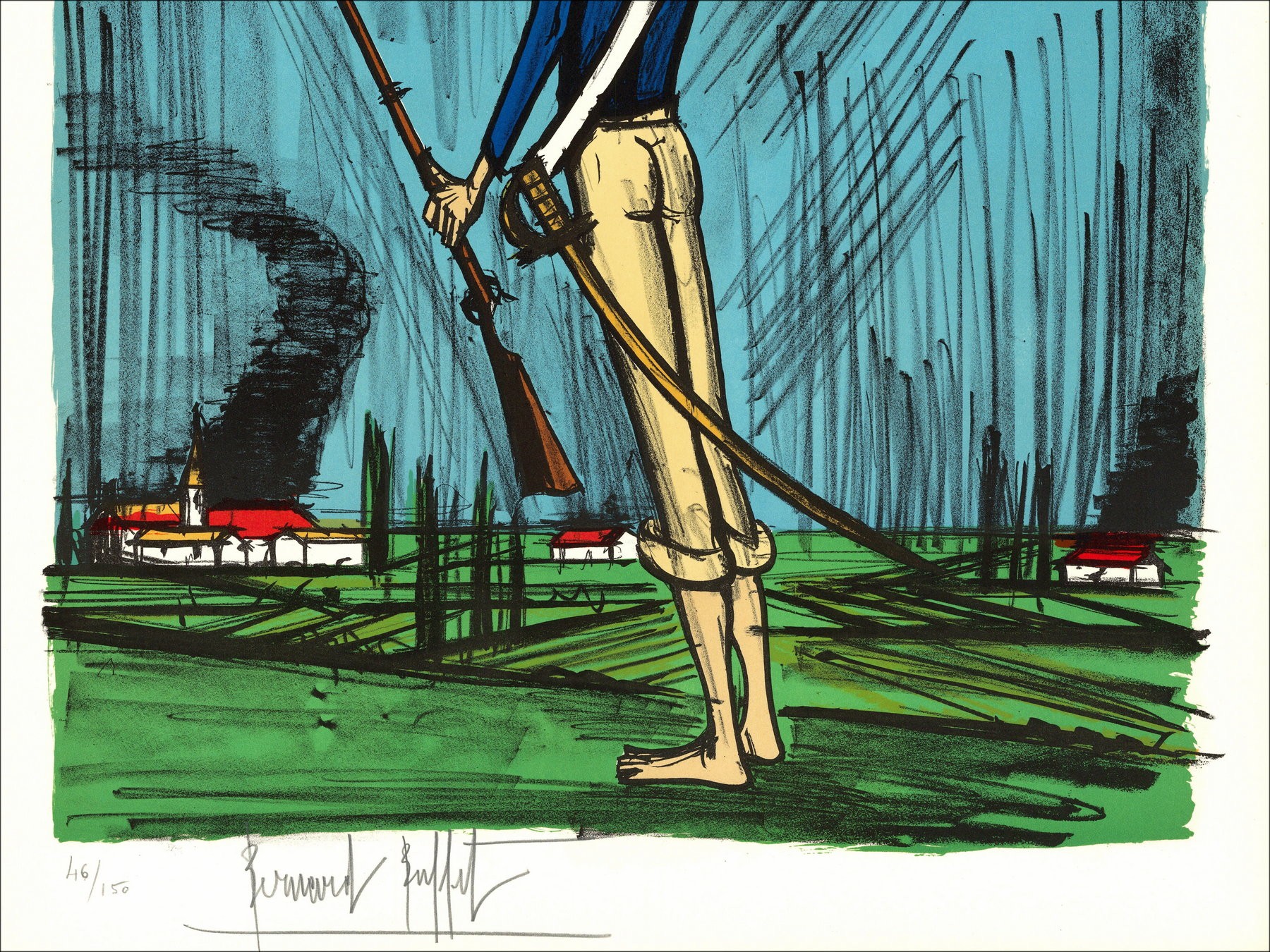 Bernard Buffet : Lithographie "La Révolution Française, Valmy"