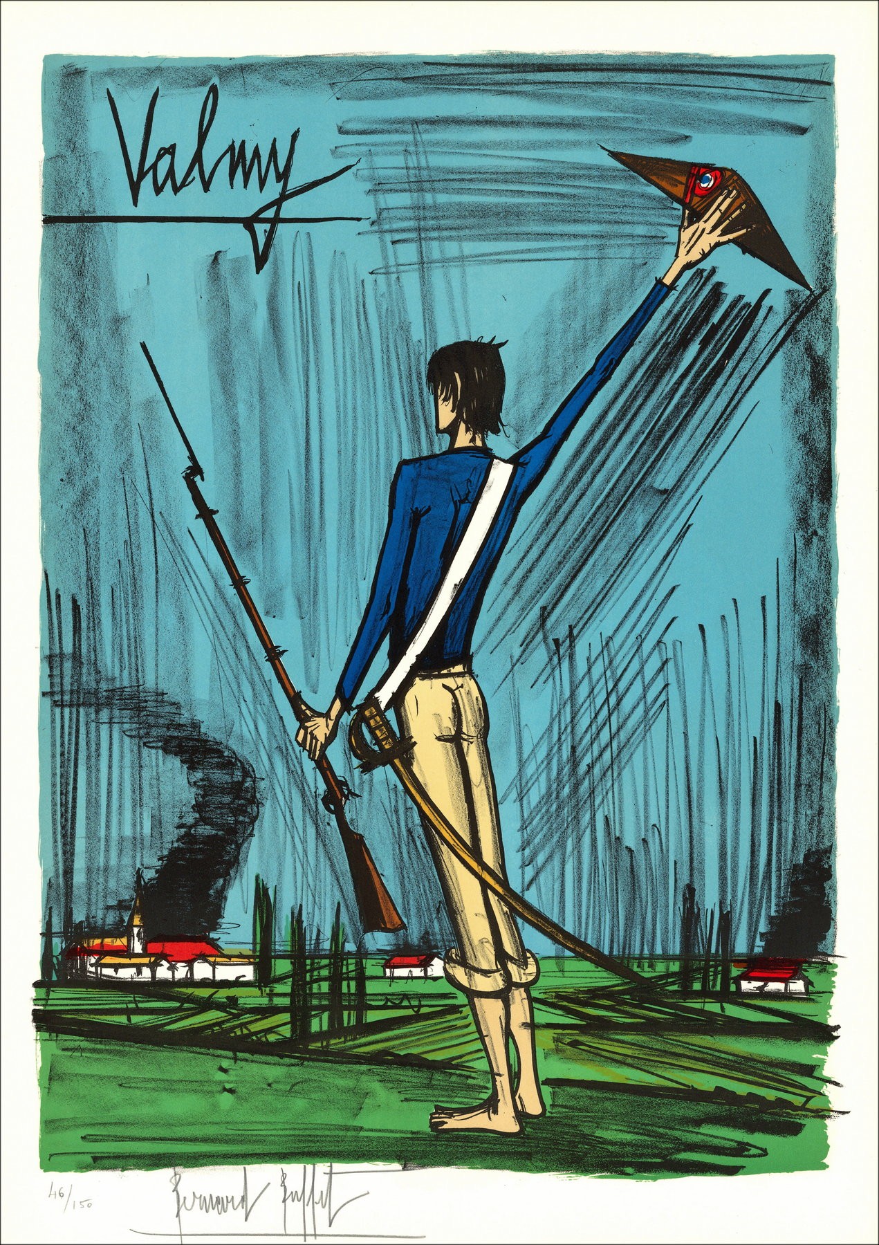 Bernard Buffet : Lithographie "La Révolution Française, Valmy"