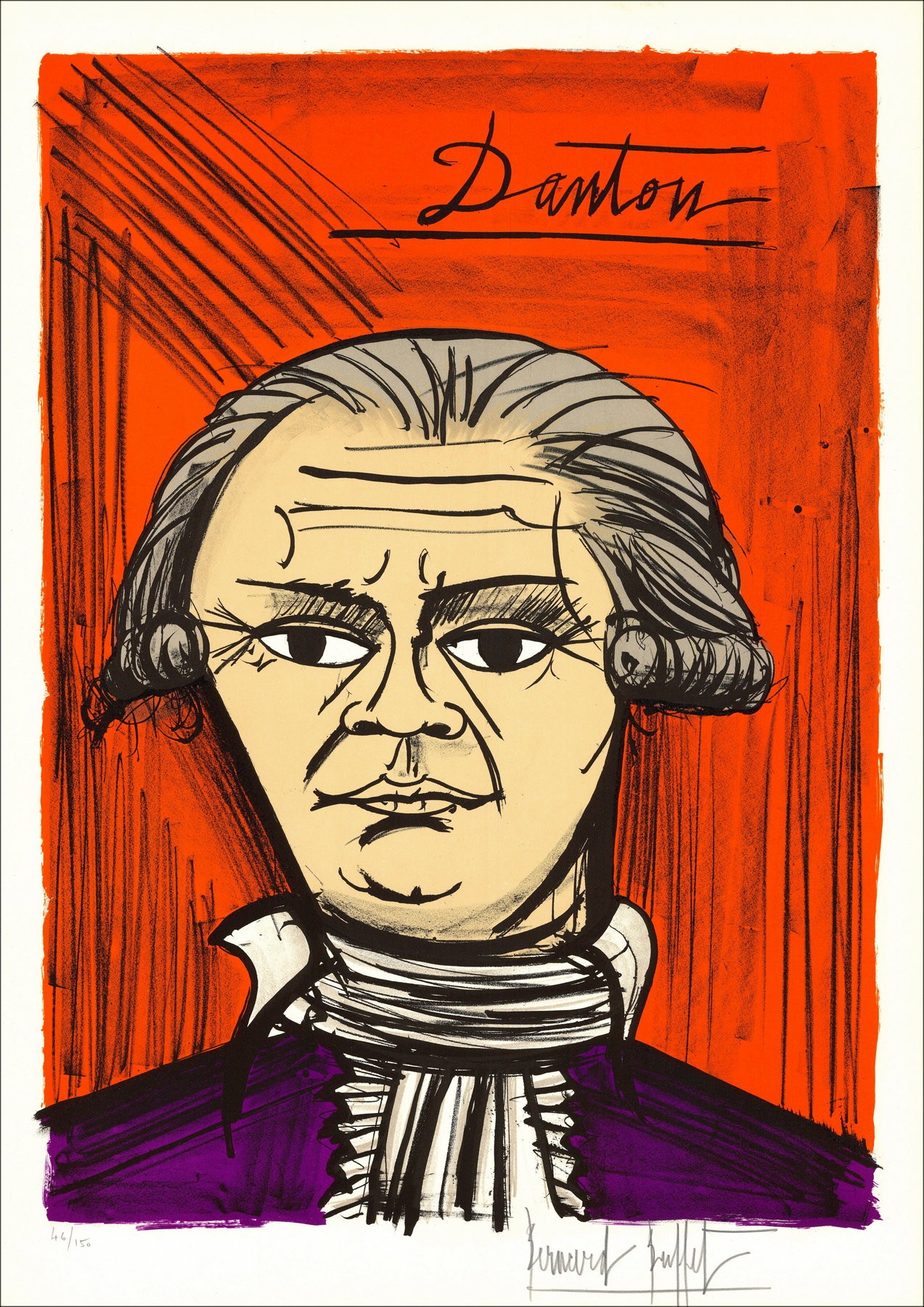 Bernard Buffet : Lithographie "La Révolution Française, Danton"