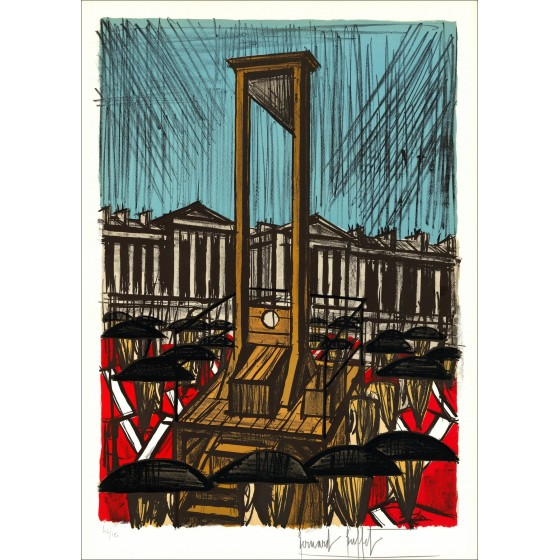 Bernard Buffet : Lithographie "Révolution Française, La Guillotine"