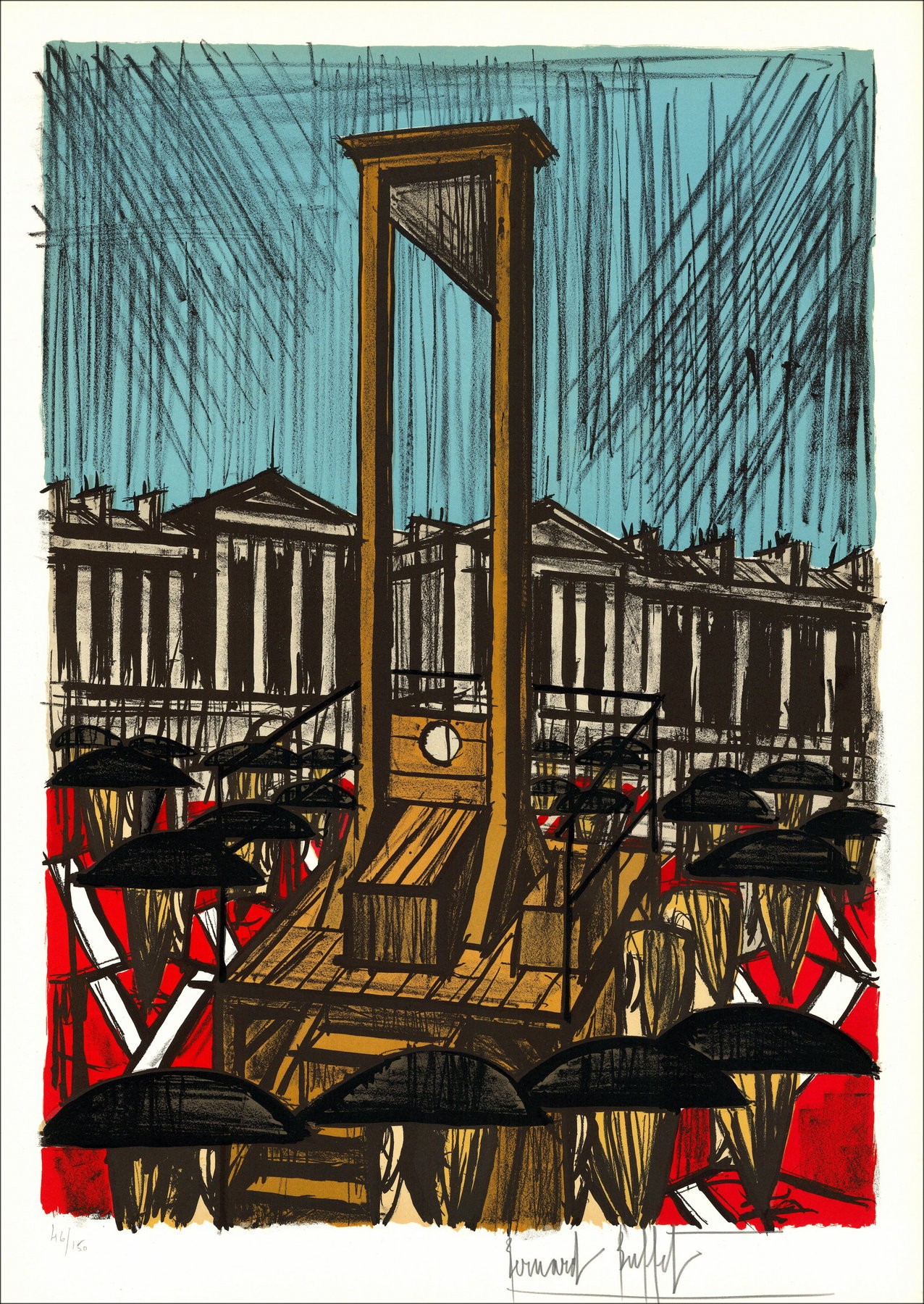 Bernard Buffet: Lithographie "Französische Revolution, Guillotine"