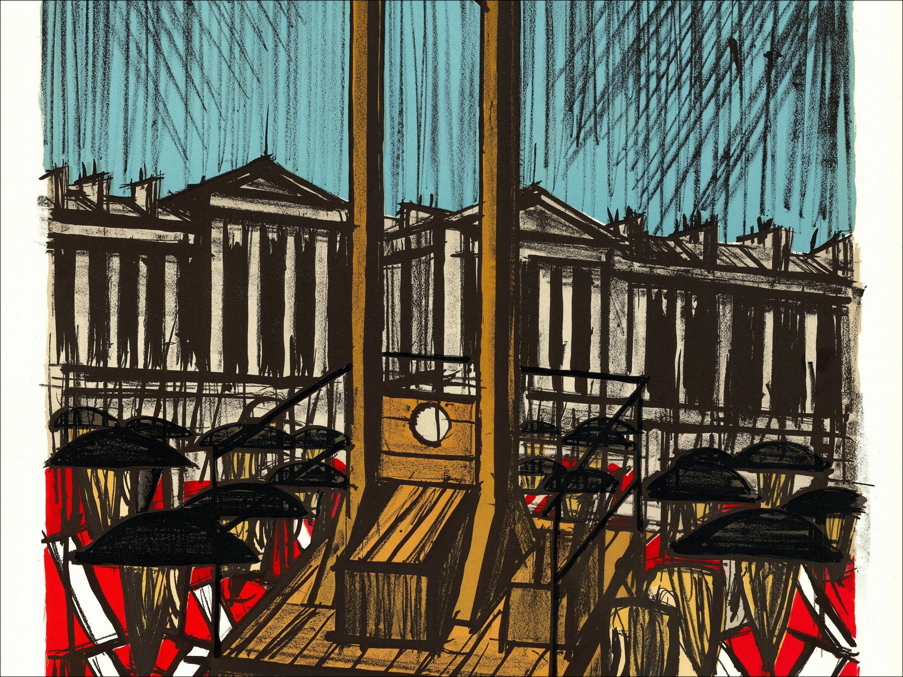 Bernard Buffet : Lithographie "Révolution Française, La Guillotine"