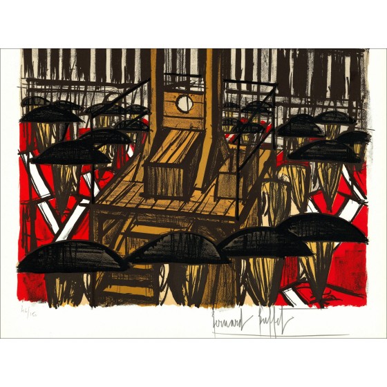 Bernard Buffet : Lithographie "Révolution Française, La Guillotine"