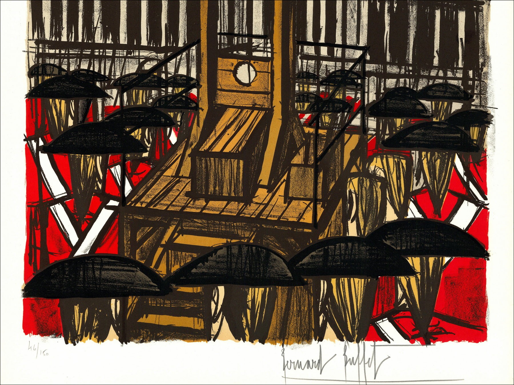 Bernard Buffet: Lithographie "Französische Revolution, Guillotine"