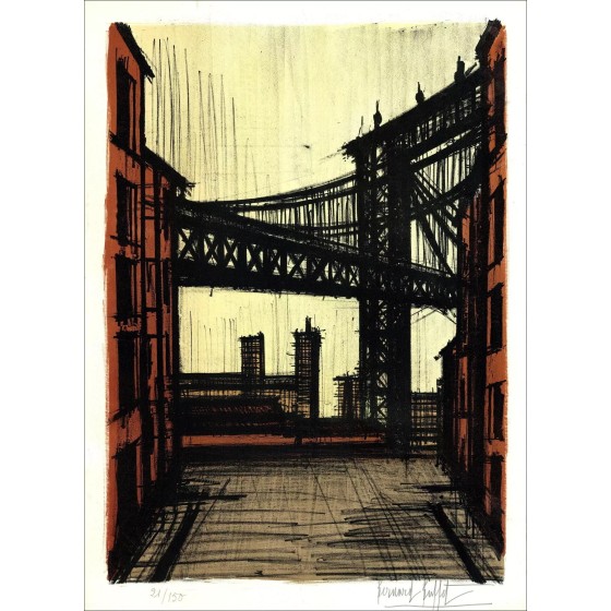 Bernard Buffet: Litografia "New York, Brooklyn Bridge" 1964