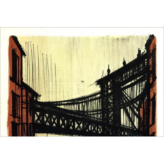 Bernard Buffet : Litografía "Nueva York, Puente de Brooklyn" 1964