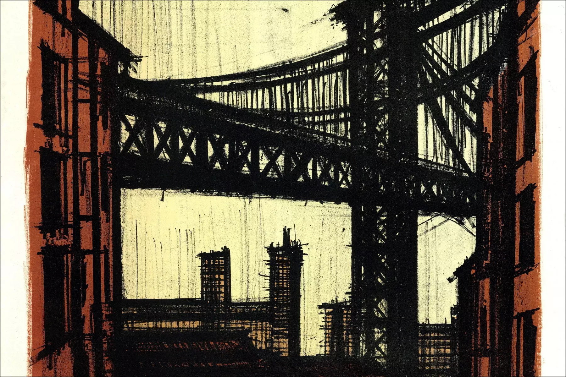 Bernard Buffet: Lithografie "New York, Brooklyn Bridge" 1964