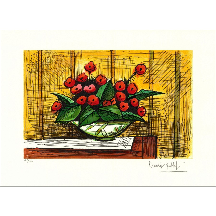 Bernard Buffet: Litografia "Bouquet of Primerine" 47x65cm