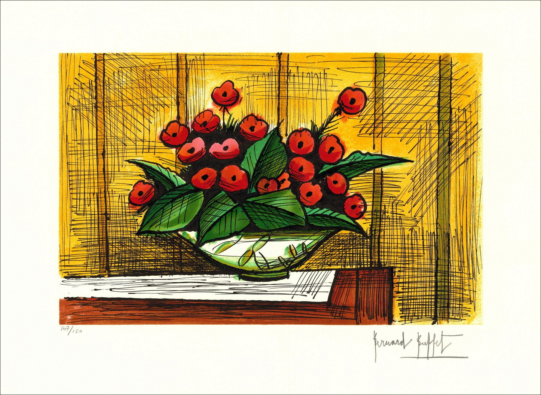 Bernard Buffet: Litografia "Bouquet of Primerine" 47x65cm