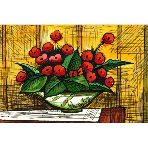 Bernard Buffet: litho "Boeket van primerine" 47x65cm