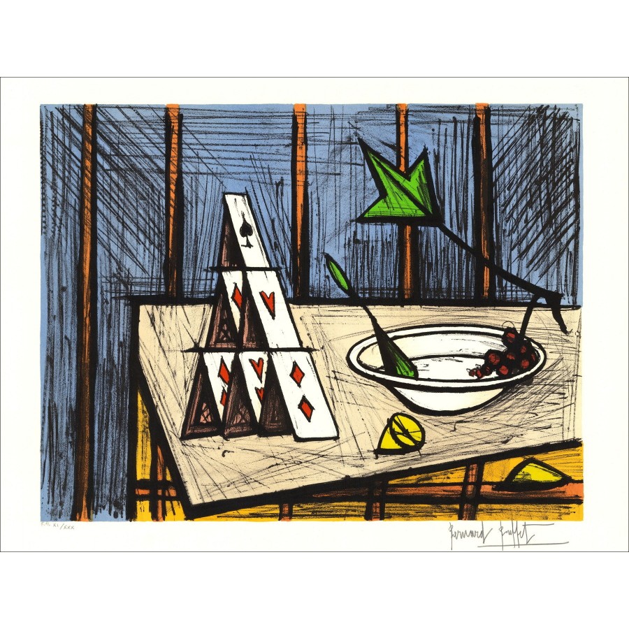 Bernard Buffet: Lithographie "Kartenspiel" 58x76cm
