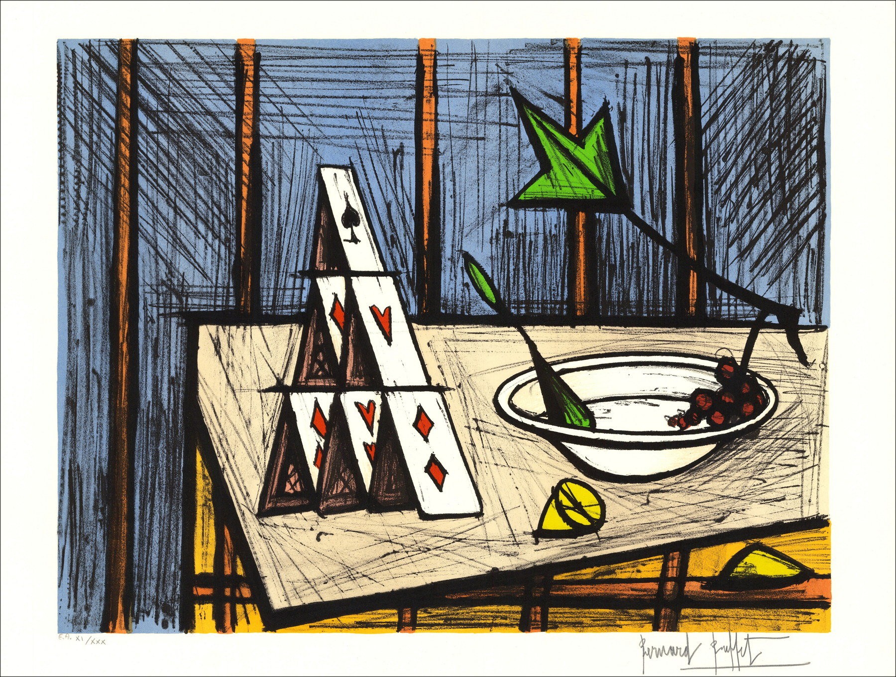 Bernard Buffet: Lithoh "Card Game" 58x76cm