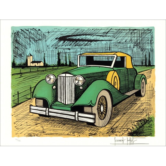 Bernard Buffet : Lithographie "PACKARD 1934 Verte" 58x76cm - 1985