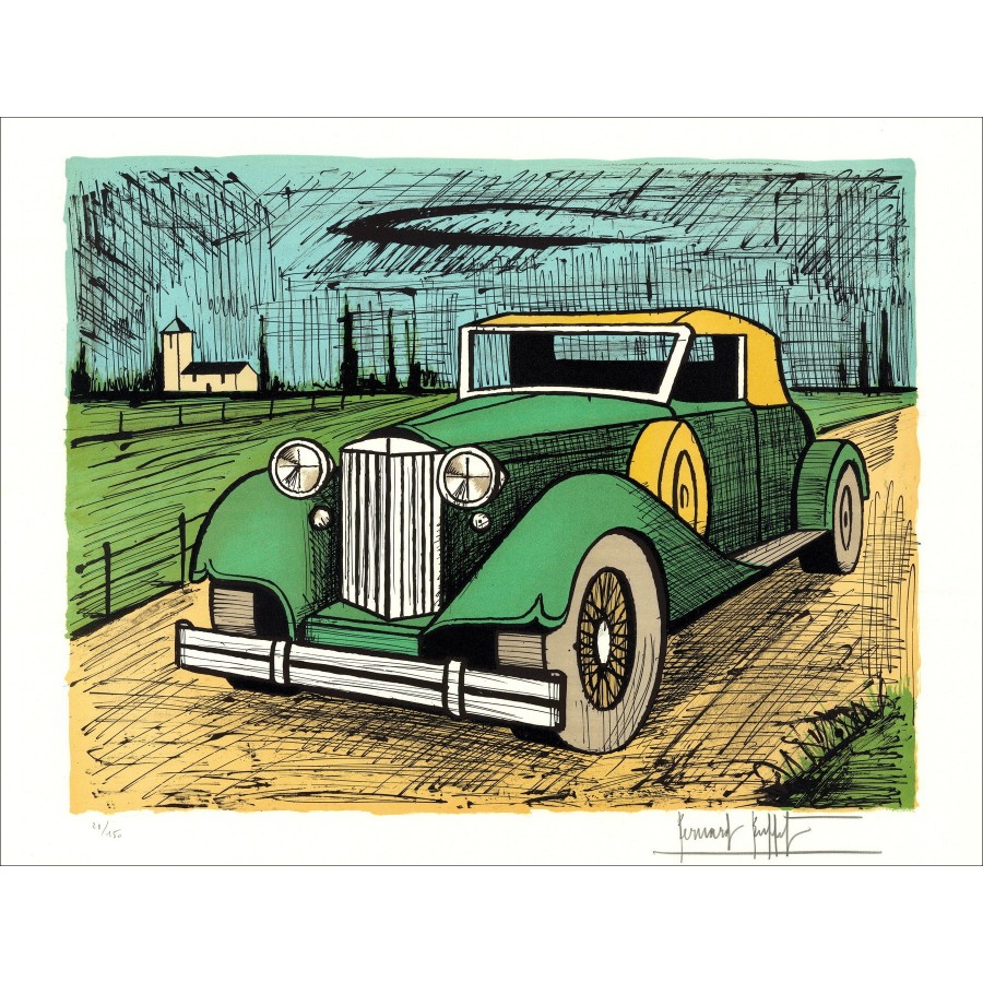 Bernard Buffet: Lithographie "Packard 1934 grün" 58x76cm - 1985