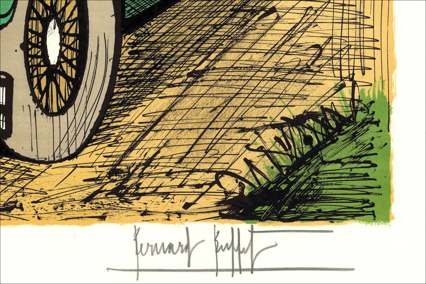 Bernard Buffet : Litografía "PACKARD 1934 Green" 58x76cm - 1985