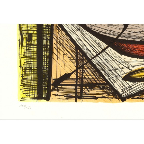 Bernard Buffet: Litografia "Uova sul piatto" 58x76cm - 1986