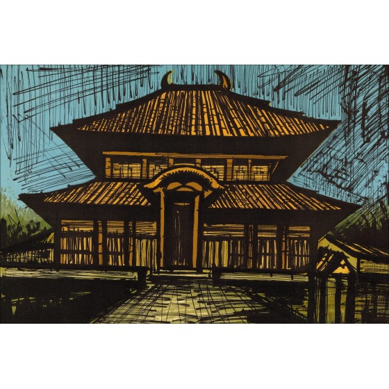 Bernard Buffet: Lithoh "Temple Ryoan-Ji" 58x76cm - 1982