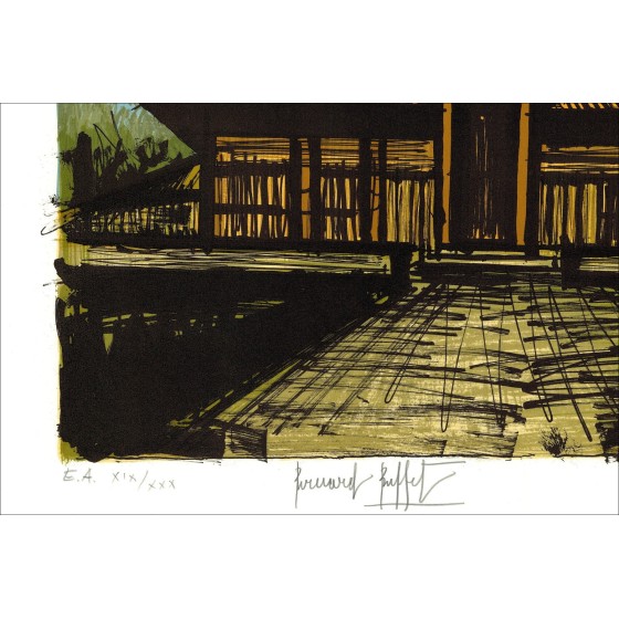 Bernard Buffet: Lithographie "Tempel Ryoan-ji" 58x76cm - 1982