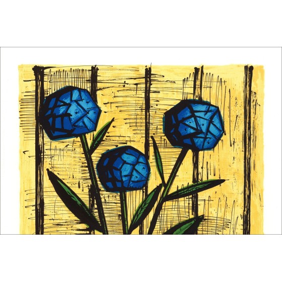 Bernard Buffet: Lithographie "Hortensieas Bleus" 76x58cm - 1984