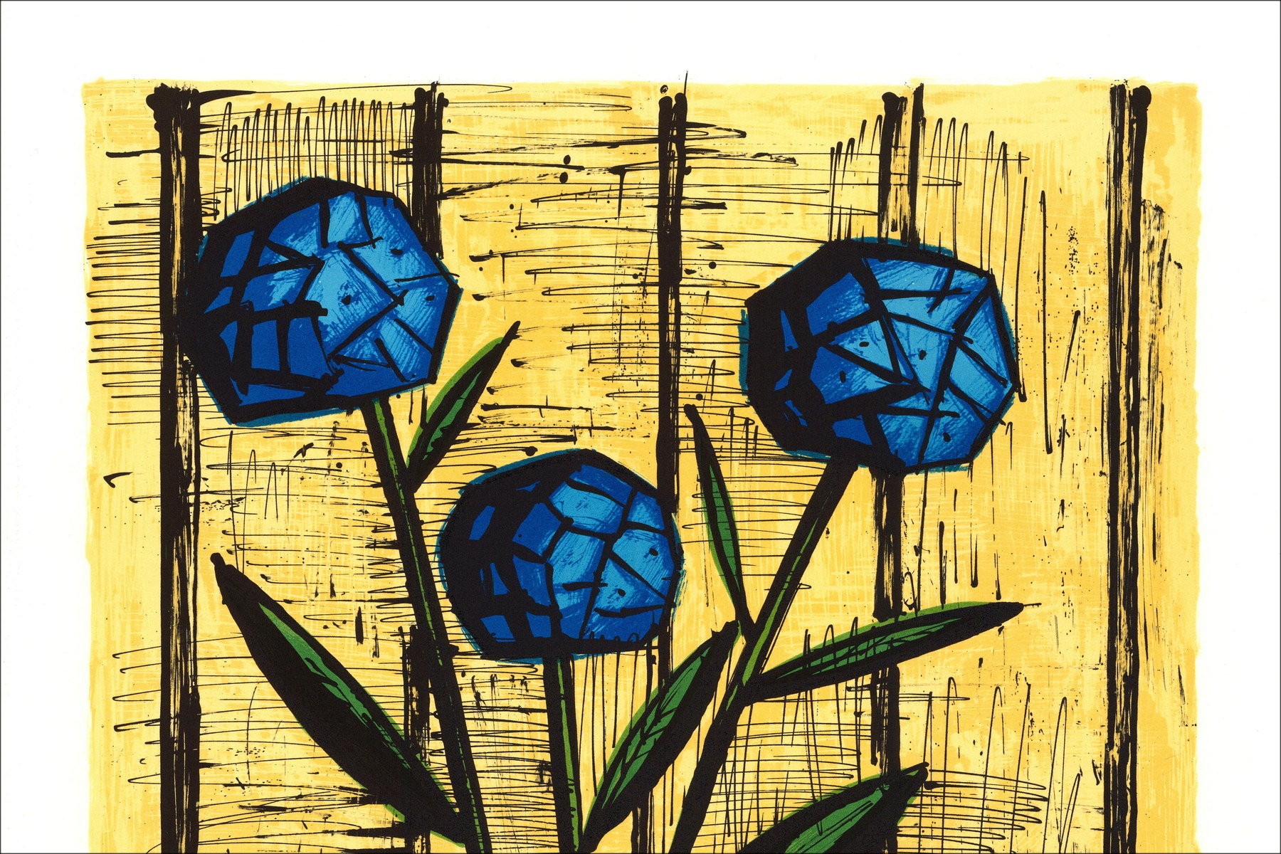 Bernard Buffet: Lithographie "Hortensieas Bleus" 76x58cm - 1984