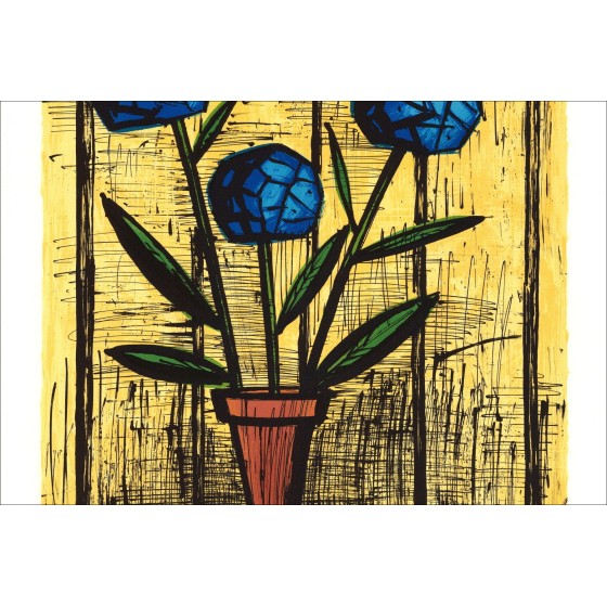 Bernard Buffet: Lithographie "Hortensieas Bleus" 76x58cm - 1984