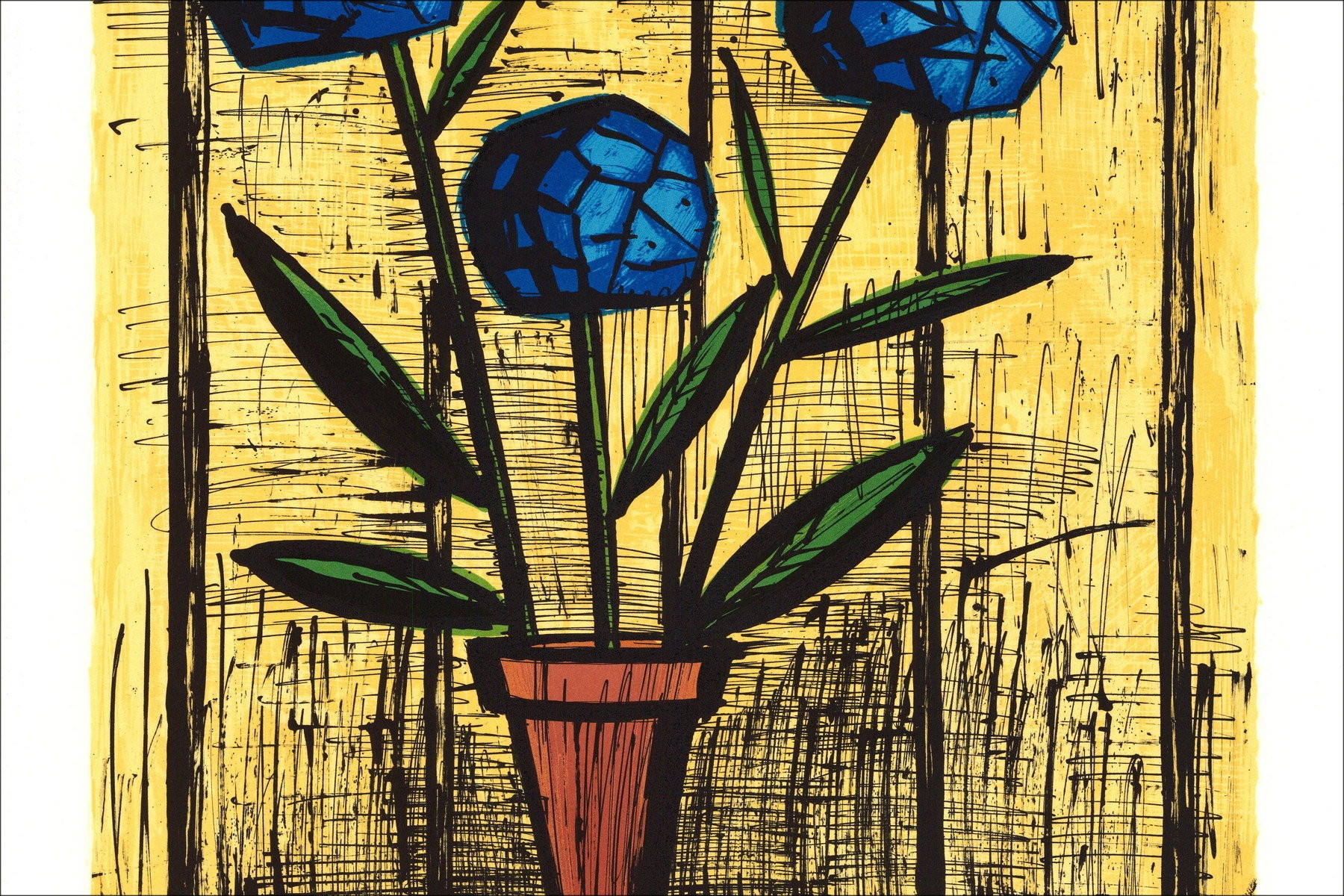 Bernard Buffet: Lithoh "Hydrangeas Bleus" 76x58cm - 1984