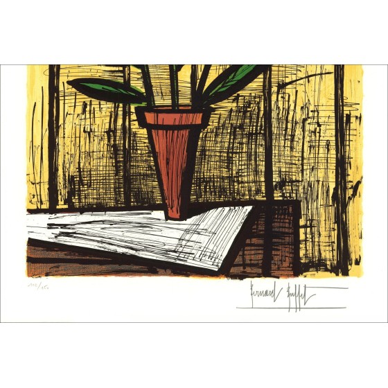 Bernard Buffet: Lithographie "Hortensieas Bleus" 76x58cm - 1984