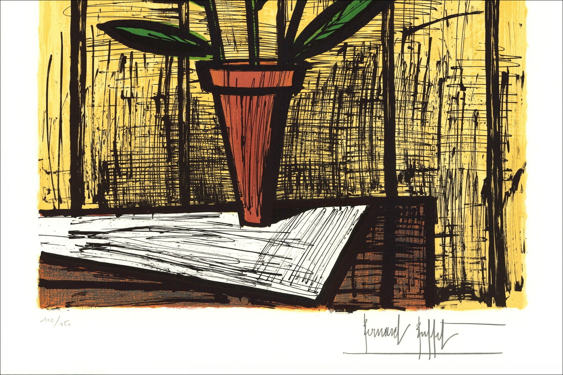 Bernard Buffet: Lithoh "Hydrangeas Bleus" 76x58cm - 1984