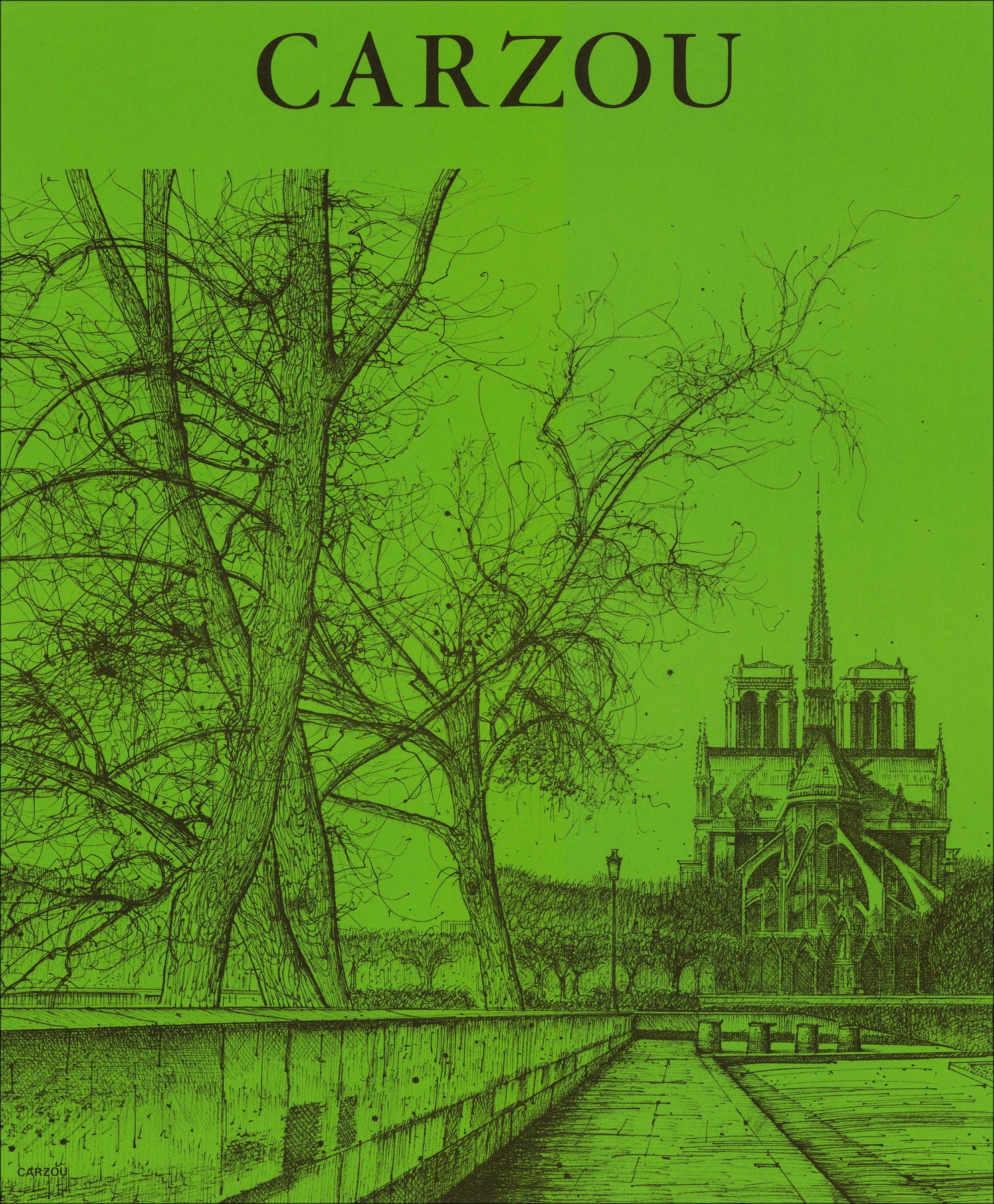 CARZOU Jean - Lithograph "Notre Dame, Paris" 56x47cm